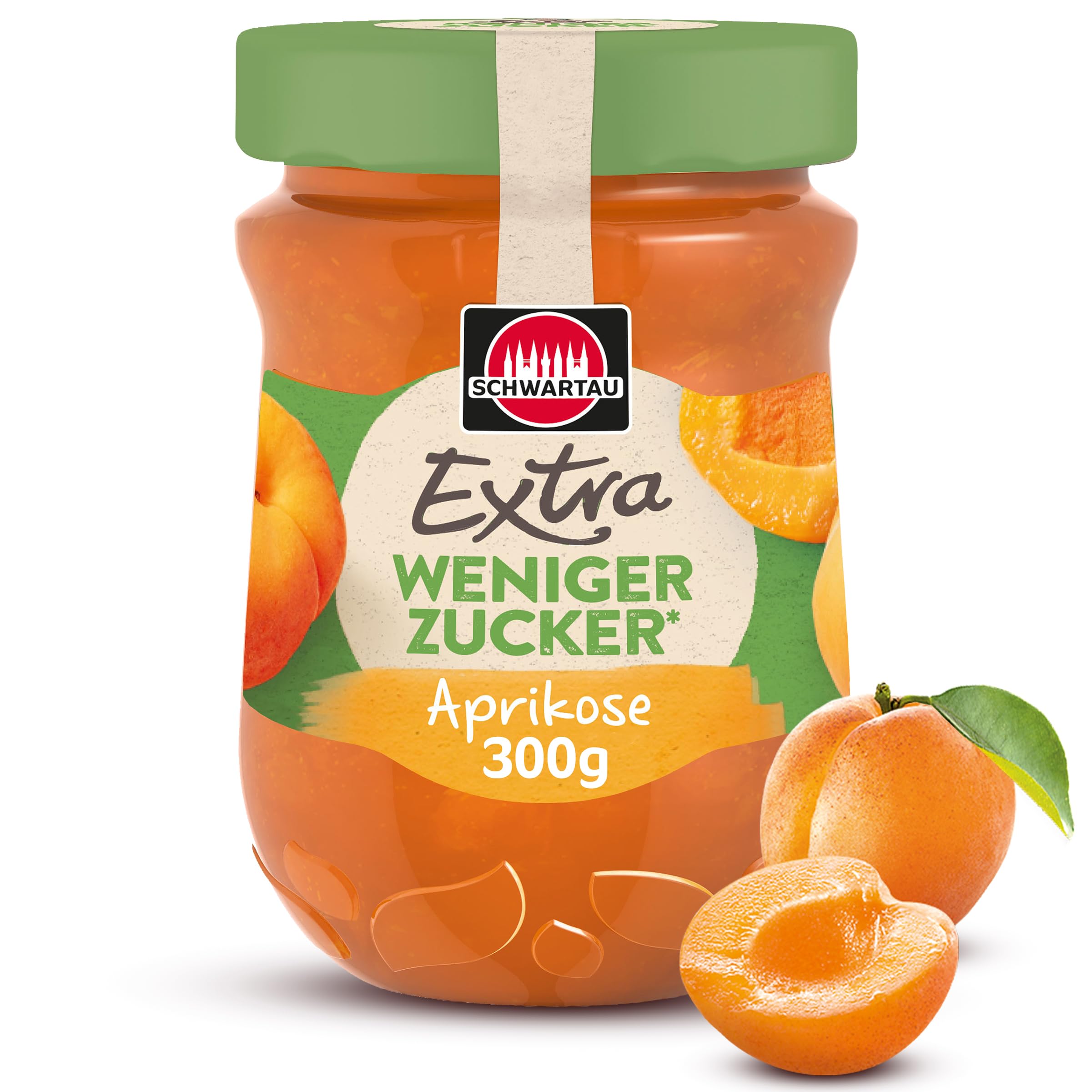 Schwartau Extra Weniger Zucker Aprikose, zuckerreduzierter Fruchtaufstrich, 300g