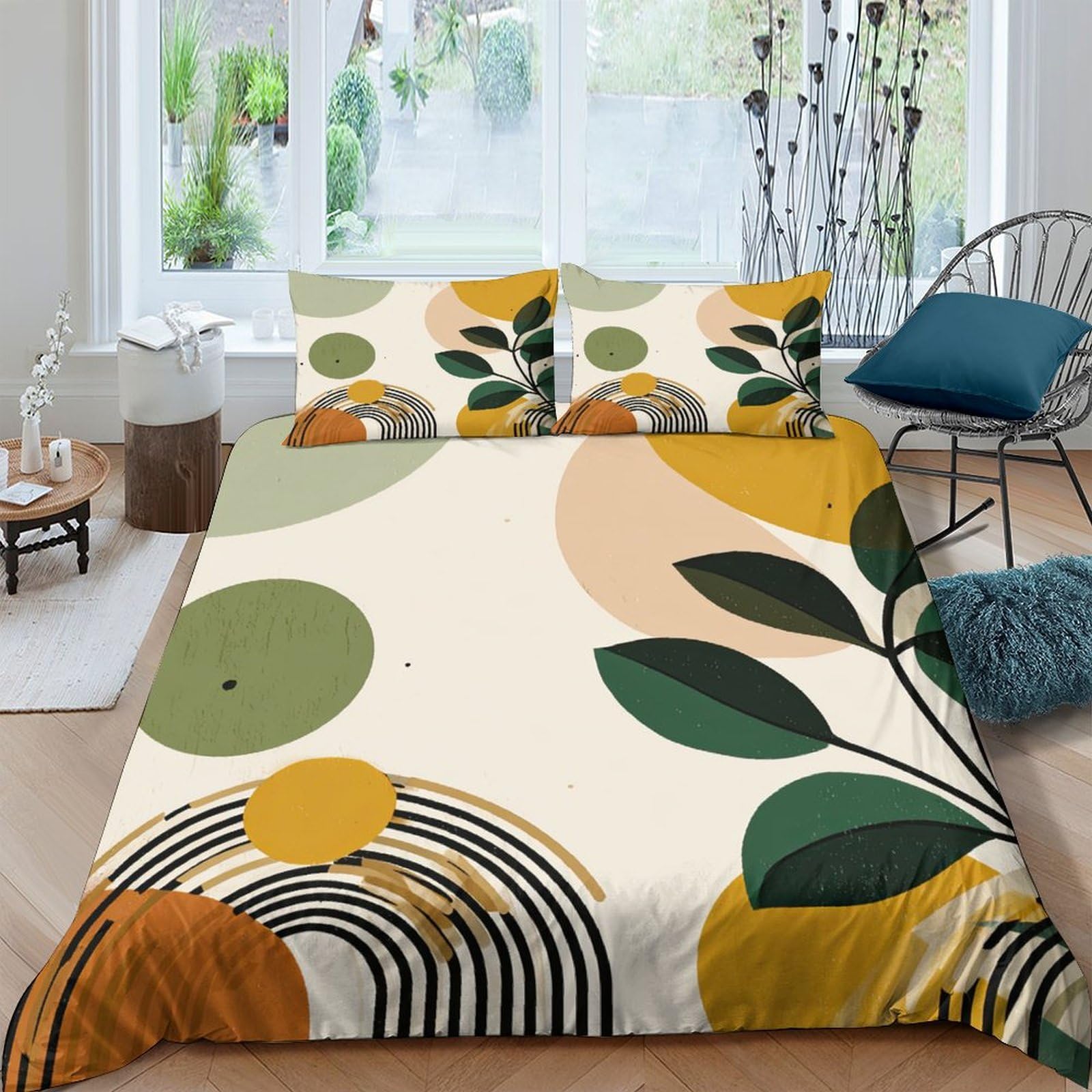 Ctjqhvkz Style-4 3D Printed Abstract Botanical Fitted Sheet Microfiber Soft Breathable Geometric Leaf Pattern Mattress Cover For Bedroom Guest Room Single（135X200cm）