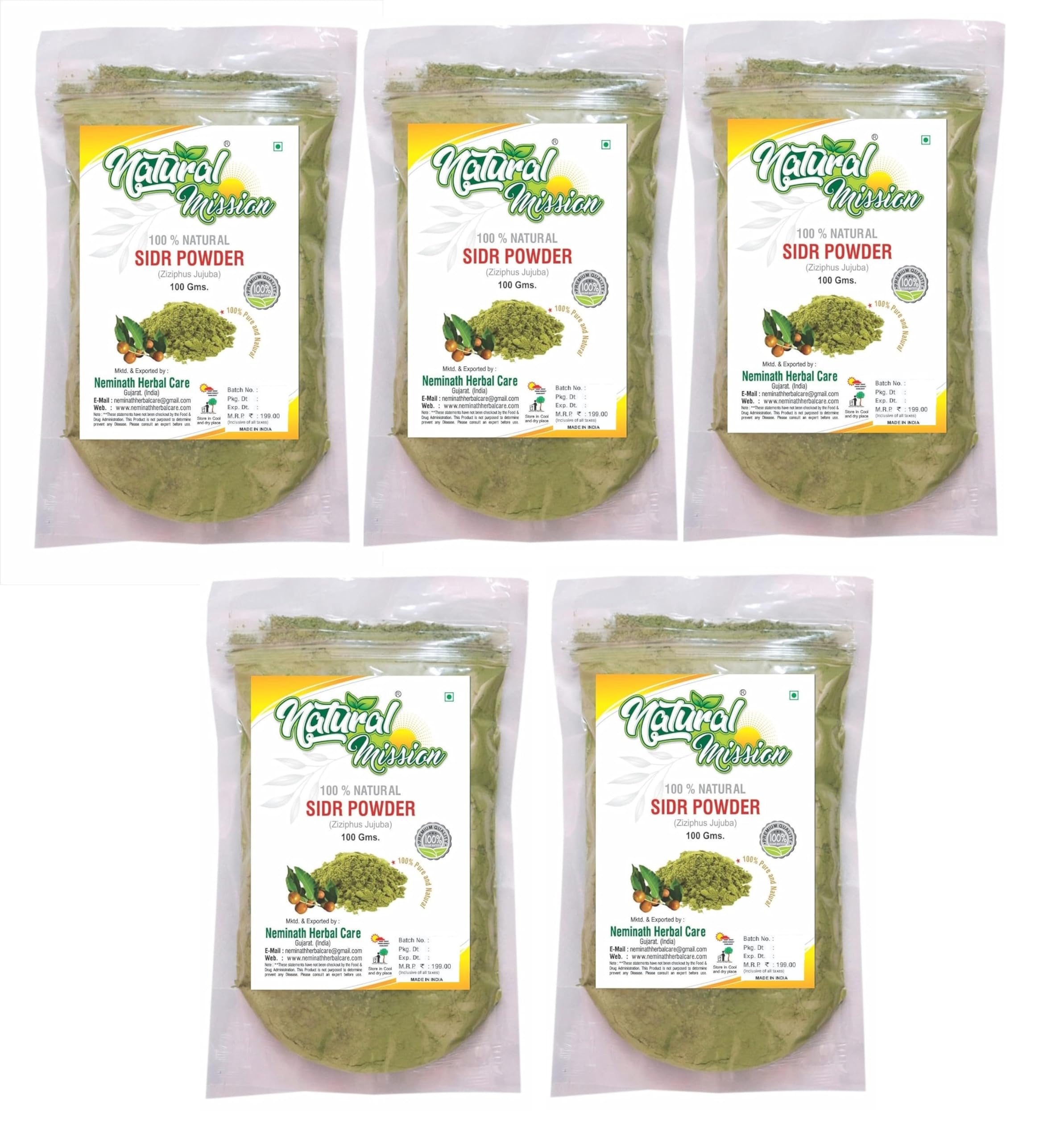 Wholesale Seder | Sidr Leaves Powder - 500 Grams (Pack Of 5)(5 X 100 Gms) Moisturizing For The Hair Skin Care Body (Lote Tree Jujube Ziziphus Spina Christi Christ Golchin Lotus)