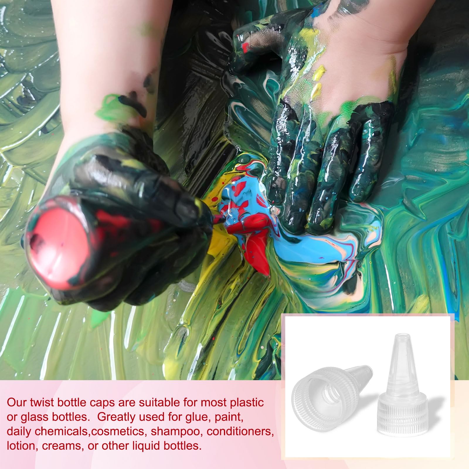 PATIKIL 18/410 Drehverschlusskappen, 100 Stück, Kunststoff-Ersatzkappen mit Schaumstoffdichtung für Farbdeckel, Klebstoffdosierung, DIY, Handwerk, transparent