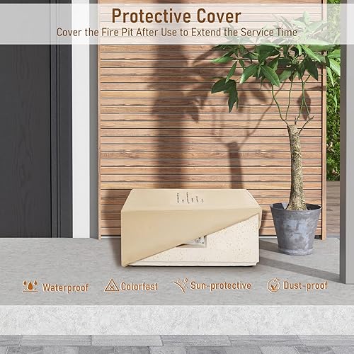 Miniatura 8 de Tangkula Patiojoy - Mesa para fogata de propano de 28 pulgadas, mesa cuadrada de 40,000 BTU con rocas de lava, sistema de encendido simple y