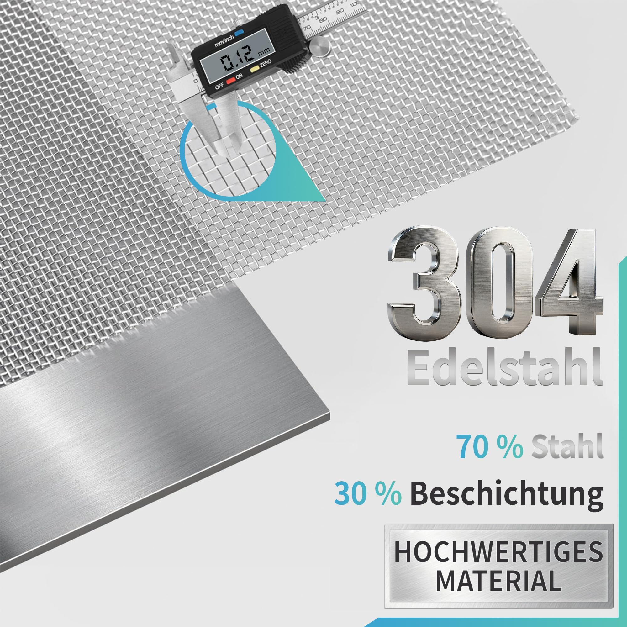 Fliegengitter Edelstahl 1x10 m langlebiger Insektenschutz für Fenster Türen | Kratzfestes Edelstahlgitter DIY-Projekte zuschneidbares Edelstahlgewebe