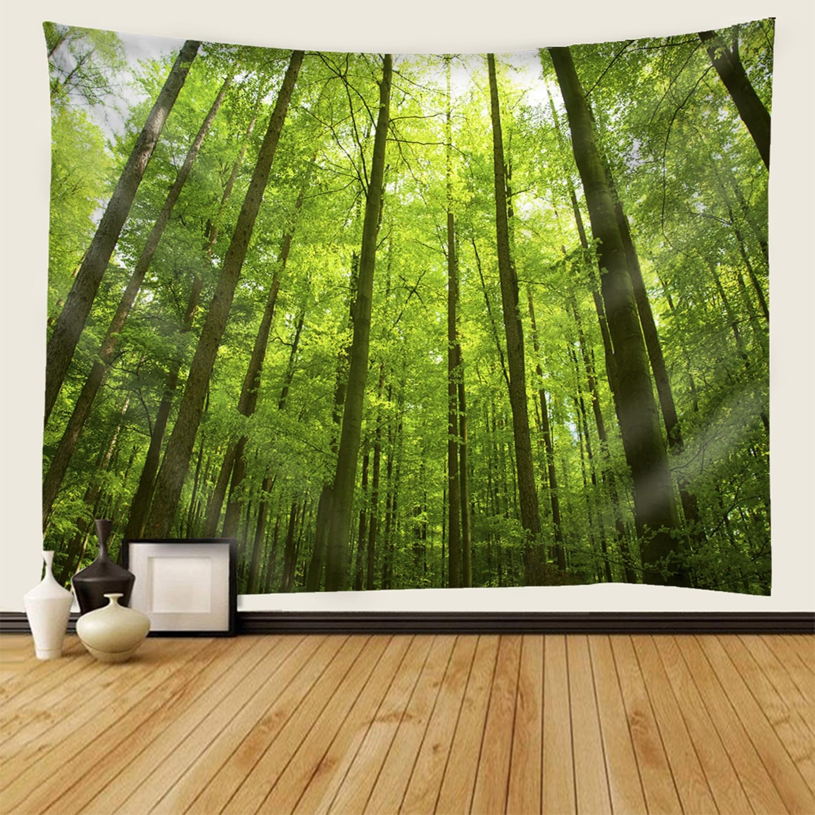 Gualiy Dywan ścienny 260 x 240 cm, gobelin z dużym drzewem, ozdoba ścienna do sypialni, mieszkania, kolor zielony