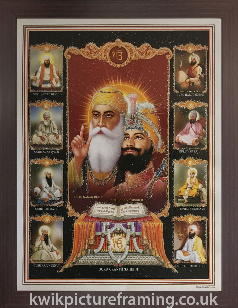 Kwik Picture Framing Ltd Mahogany Sikh Gurus Picture Frame In Size - 12 X 8 | Frame