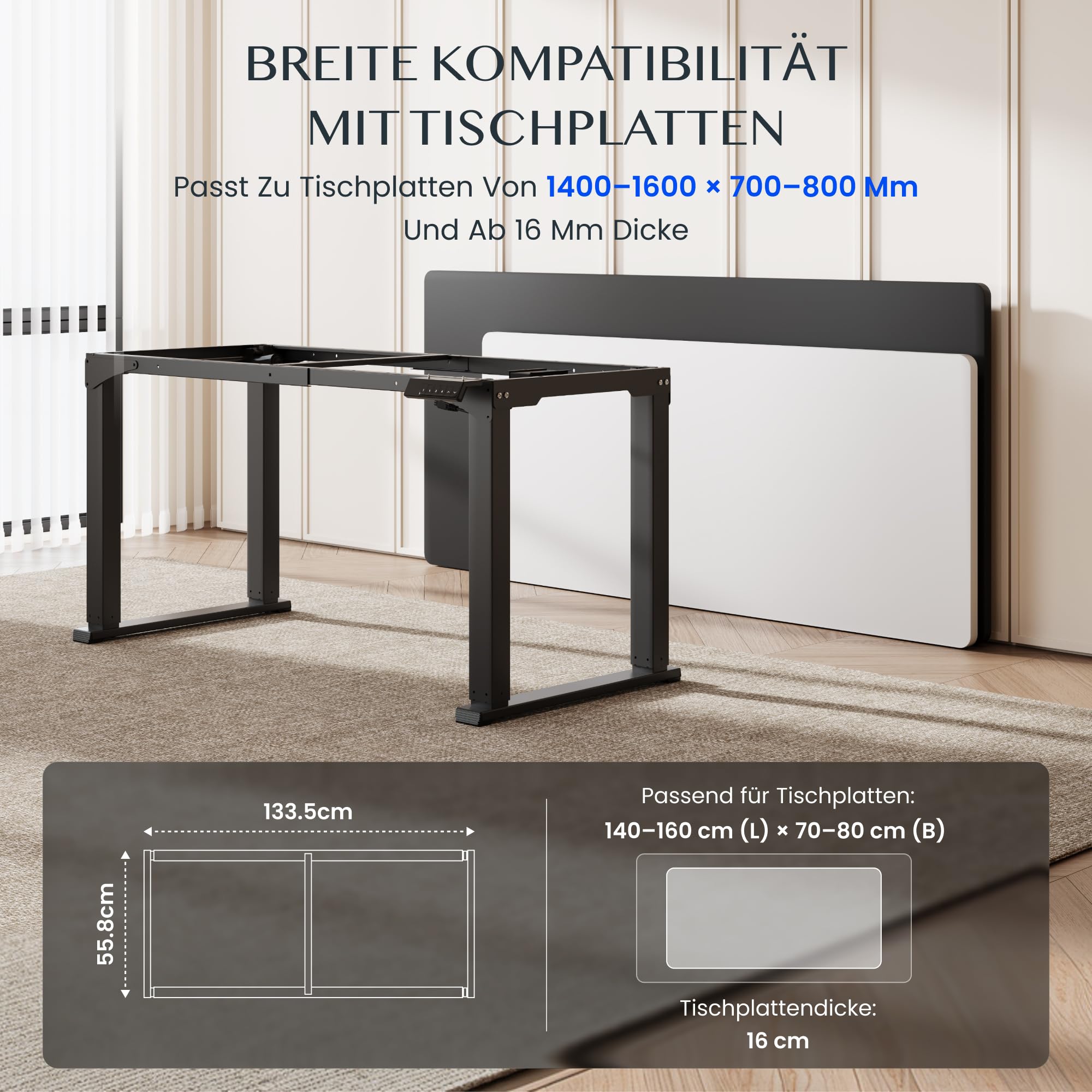 FLEXISPOT Höhenverstellbarer Schreibtisch Gestell elektrisch – 4-Bein Tischgestell mit Dualmotor, besonders Stabiler Stand, höhenverstellbar 71,5–118,5 cm, für Arbeit und Zuhause (Schwarz)