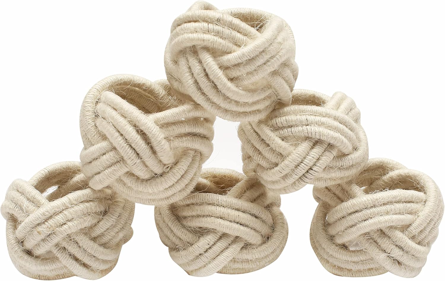 ALPHA Living HOME Handcrafted Napkin Rings Set of 12 - Woven Jute Napkin Holders, Serviette Rings - Perfect for Weddings, Thanksgiving, Christmas & Everyday Dining (Off White)