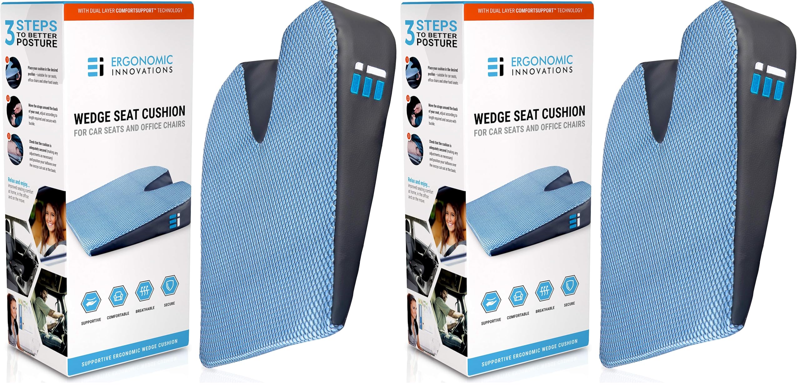 Memory Foam Wedge Cushion for Driving Pack of 2
