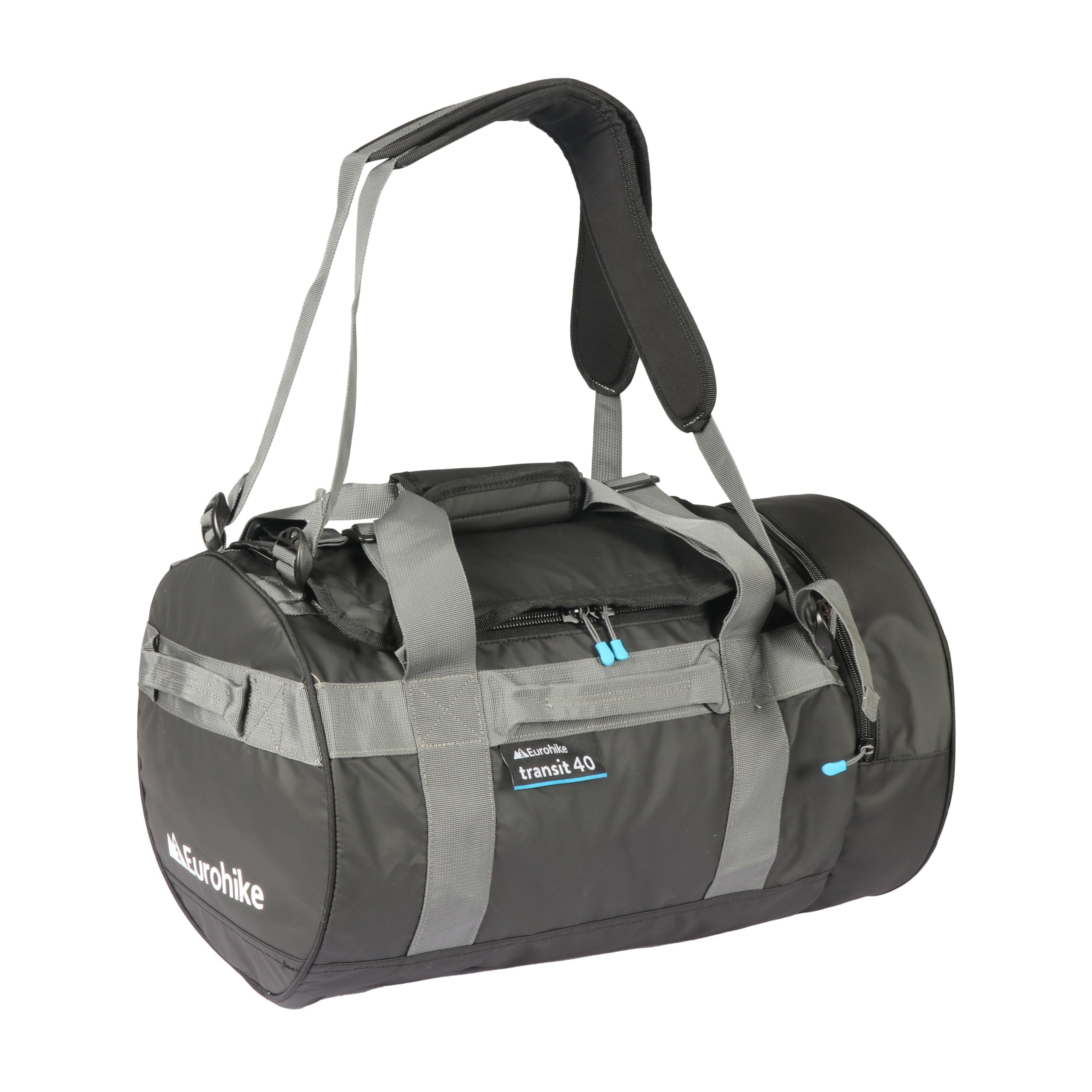 Eurohike Transit Cargo Bag with Multiple Carrying Options, Bag for Men & Women, Duffel, Holdall, Rucksack, Travel Luggage, Ideal for Camping, Holidays, Weekend Breaks & Sports (Black/Grey, 40 Litre)