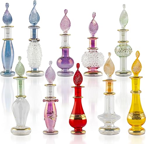CraftsOfEgypt Genie - Botellas de perfume en miniatura de vidrio soplado para perfumes y aceites esenciales juego de 30 viales decorativos cada uno