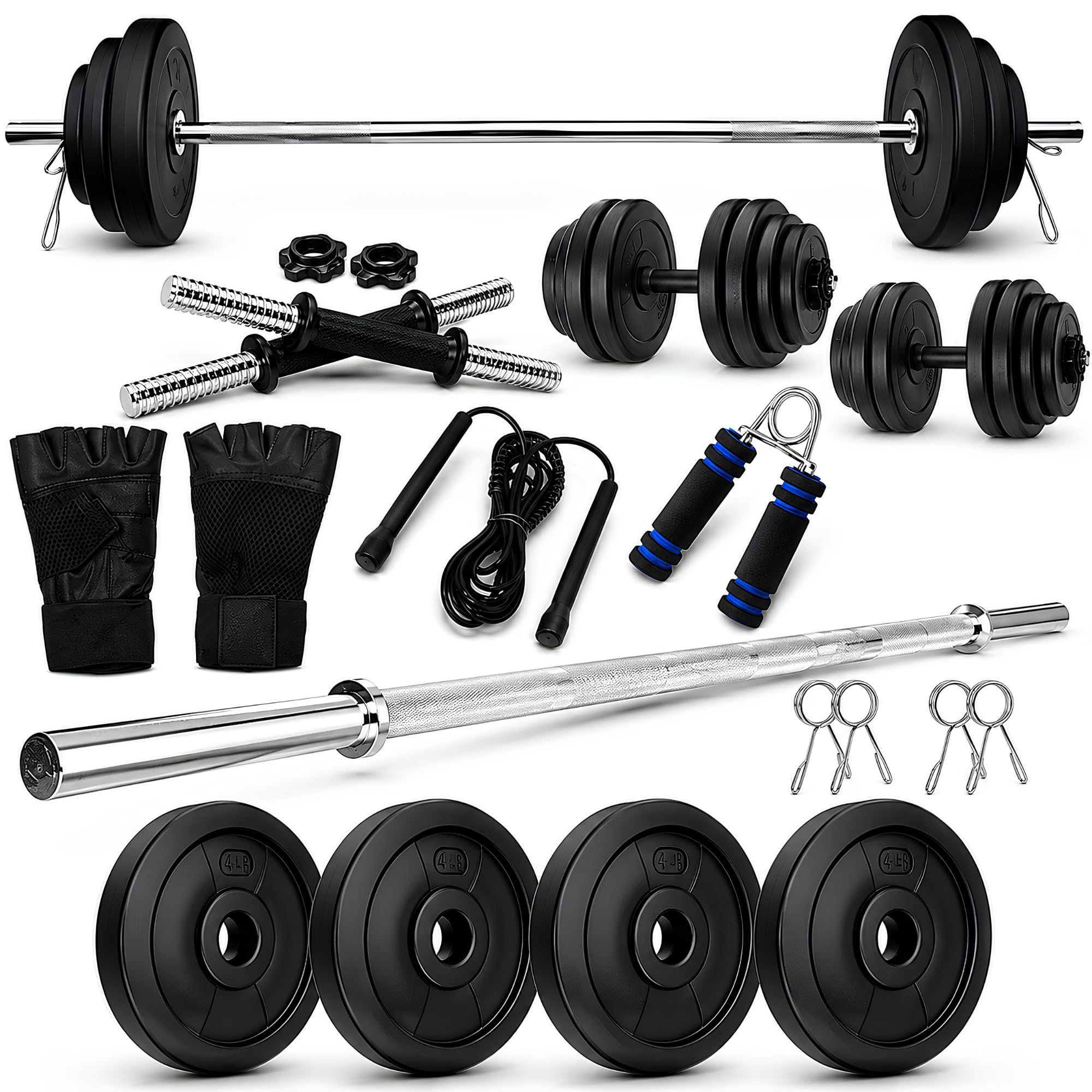 SX Fitness PVC 8-12 Kg Home Gym Set with One 3 Ft Plain Rod, Pair Dumbbell Rods with Gym Accessories (12)-image-35