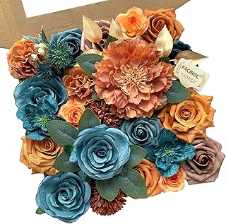 Roses Artificial Flowers Bouquet Box Set Fake Flower for DIY Bridal Wedd...