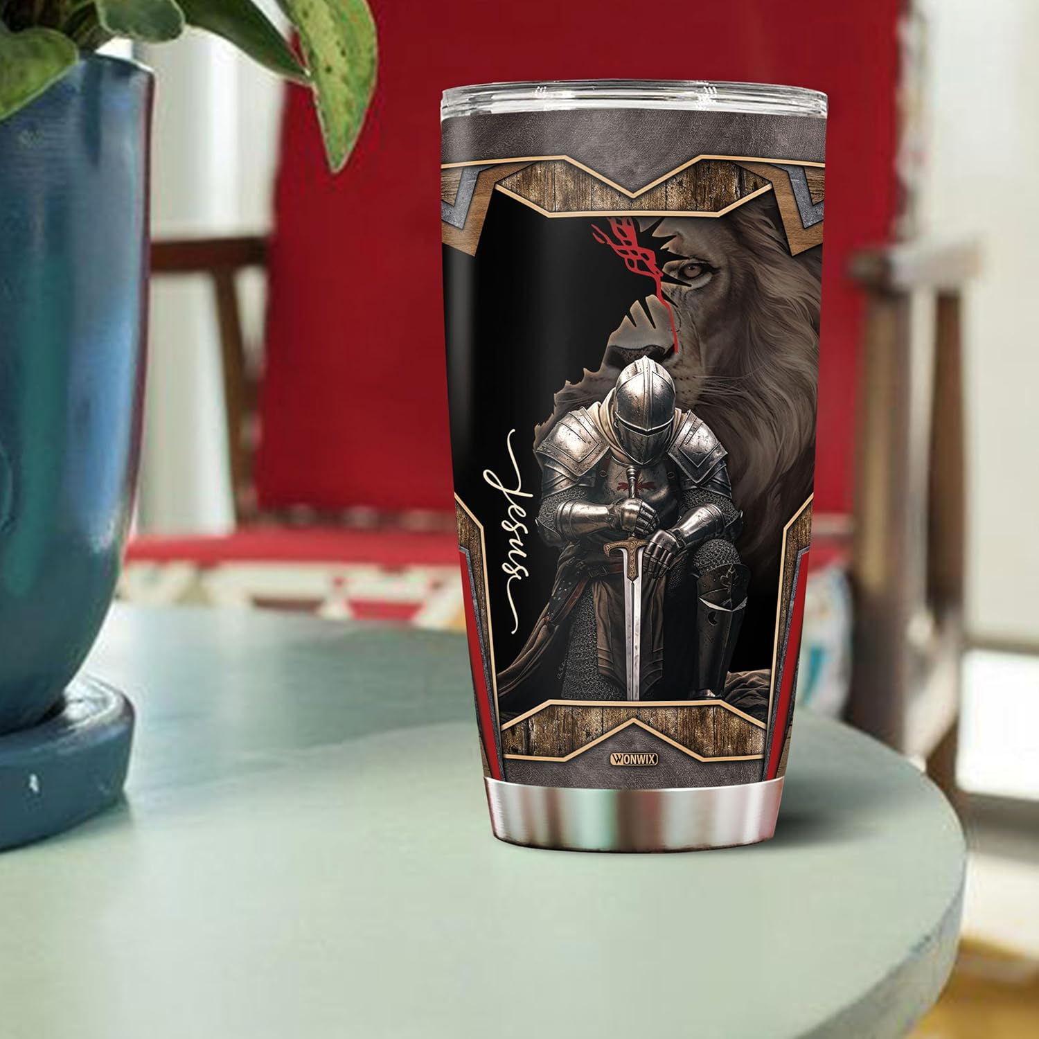 A Child of God Man of Faith Warrior of Chirst Jesus Tumbler 20oz Stainless Steel Cups with Lid Travel Mug Coffee Cup Christian Gifts For Men Dad Husband Grandpa Christmas Birthday Fathers Day