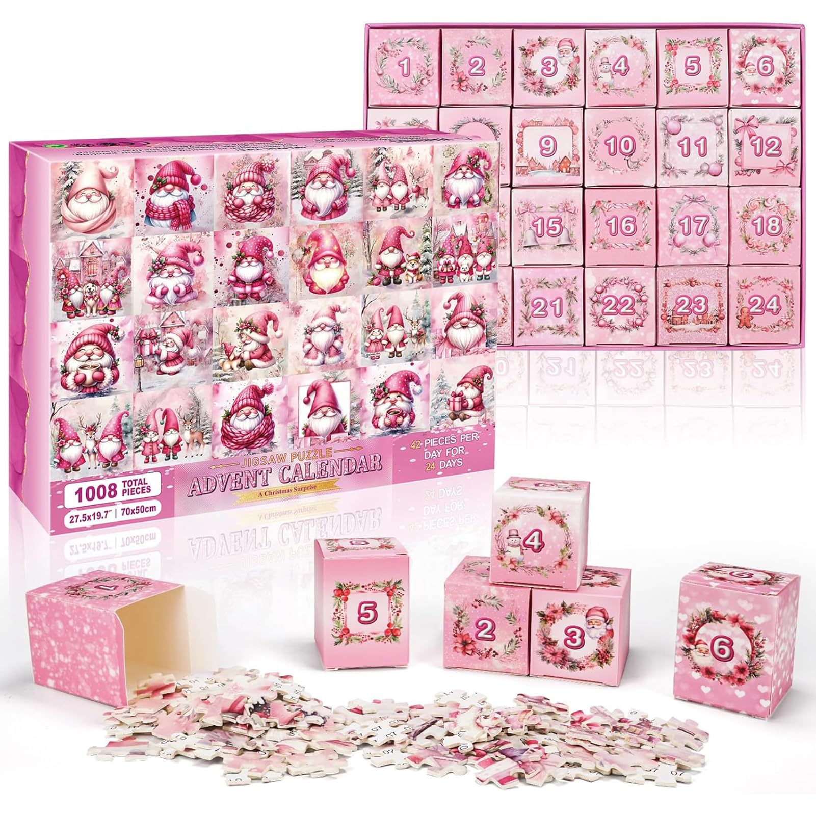 AOYEBO Świąteczne puzzle adwentowe, 1008 sztuk, papierowa układanka do rodzinnej zabawy