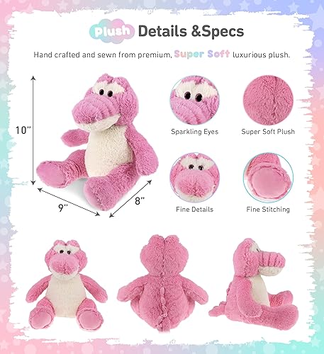 Miniatura 3 de DolliBu Animal de peluche de cocodrilo  Suave peluche abrazable de cocodrilo rosa, adorable juguete de peluche para jugar, lindo regalo de animales