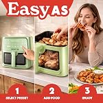 Gourmia 8 Qt Air Fryer, 8 Presets with Digital Display, FryForce 360° Technology, Easy View Window & Interior Light, Dishwasher Safe Basket, Green