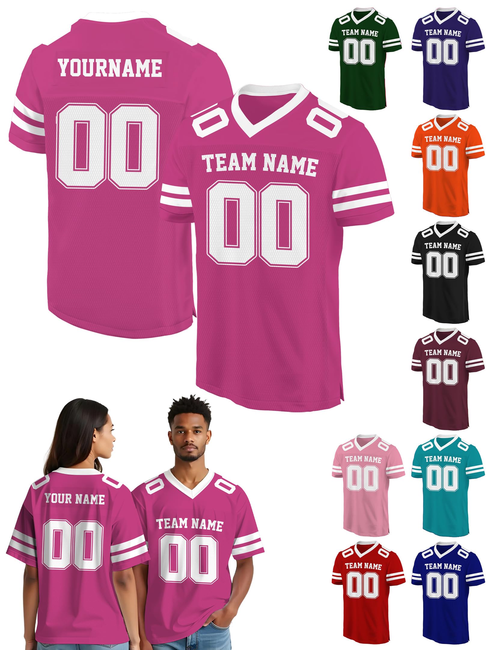 Custom Football Jersey - Personalized Name, Number & Logo, Customized Sport Jersey for Men, Women, Youth, Toddlers