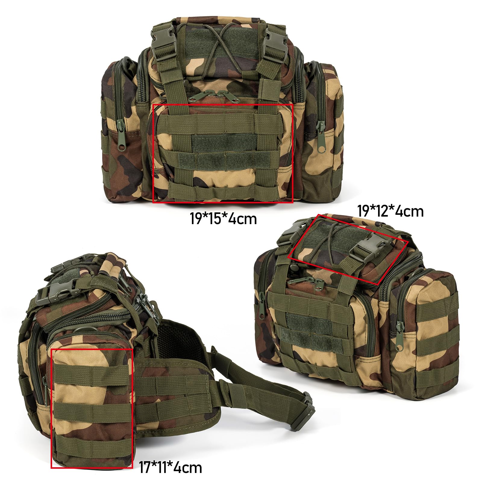 Dr.Fish Bolsa de almacenamiento de aparejos de pesca de gran capacidad, múltiples bolsillos, bolsa de hombro y cintura, resistente al agua, para exteriores, senderismo, caza, camping, viajes,