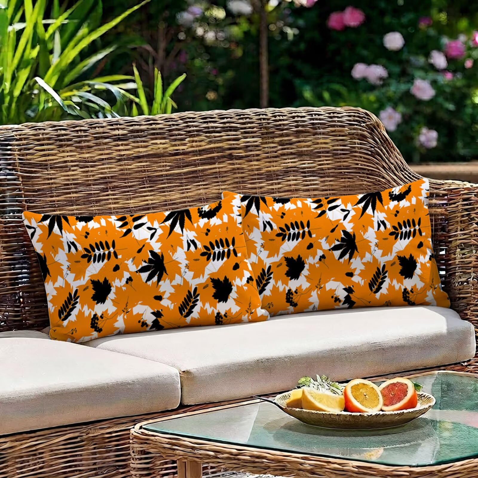 Poszewki na poduszki pomarańczowy jesień 60 x 80 cm poduszki na zewnątrz
