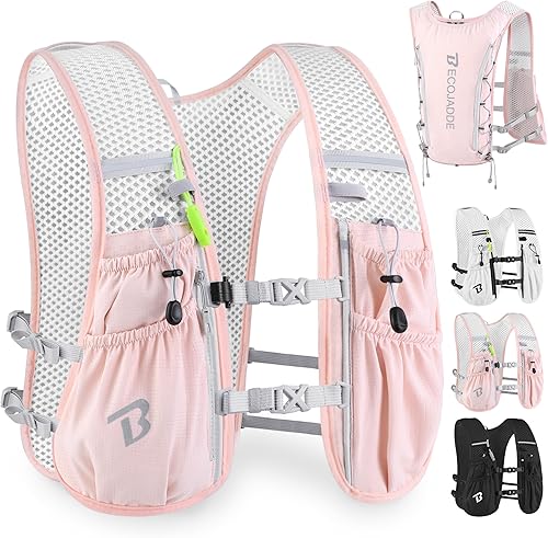 Vista 17 de Chaleco de Hidratación Mochila para Correr para Hombres Mujeres, Mochila de Hidratación Ligera de 5L para Correr, Chaleco de Hidratación para Gris