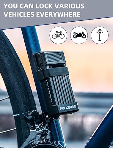 Miniatura 5 de ROCKBROS Cerradura de bicicleta plegable antirrobo,Diámetro negrita 0.3 in,Material ABS de alta resistencia,Cerradura de llave plegable portátil
