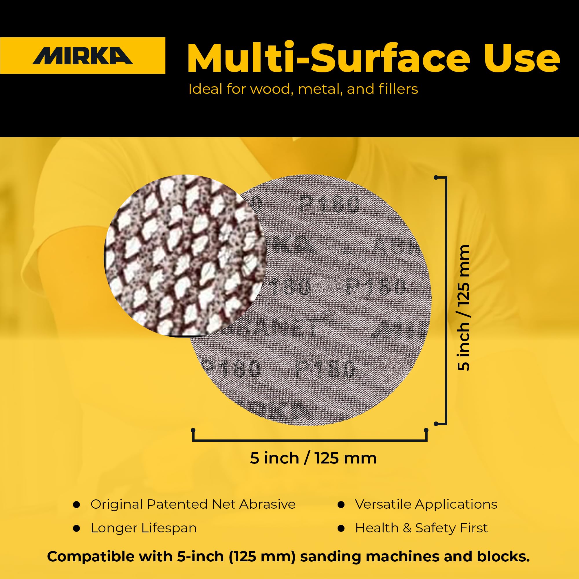Mirka Abranet 9A-232-120 - Disco de lija de 12,7 cm, grano 120, 50 unidades