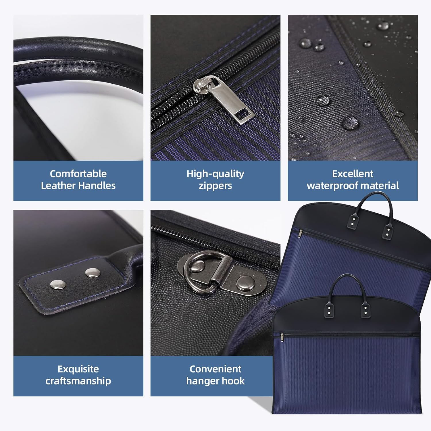 Travel Garment Bag Waterproof Foldable Carry On - Hanging Suit Bag with Luggage Trolley Sleeve for Business Trips For Men And Women