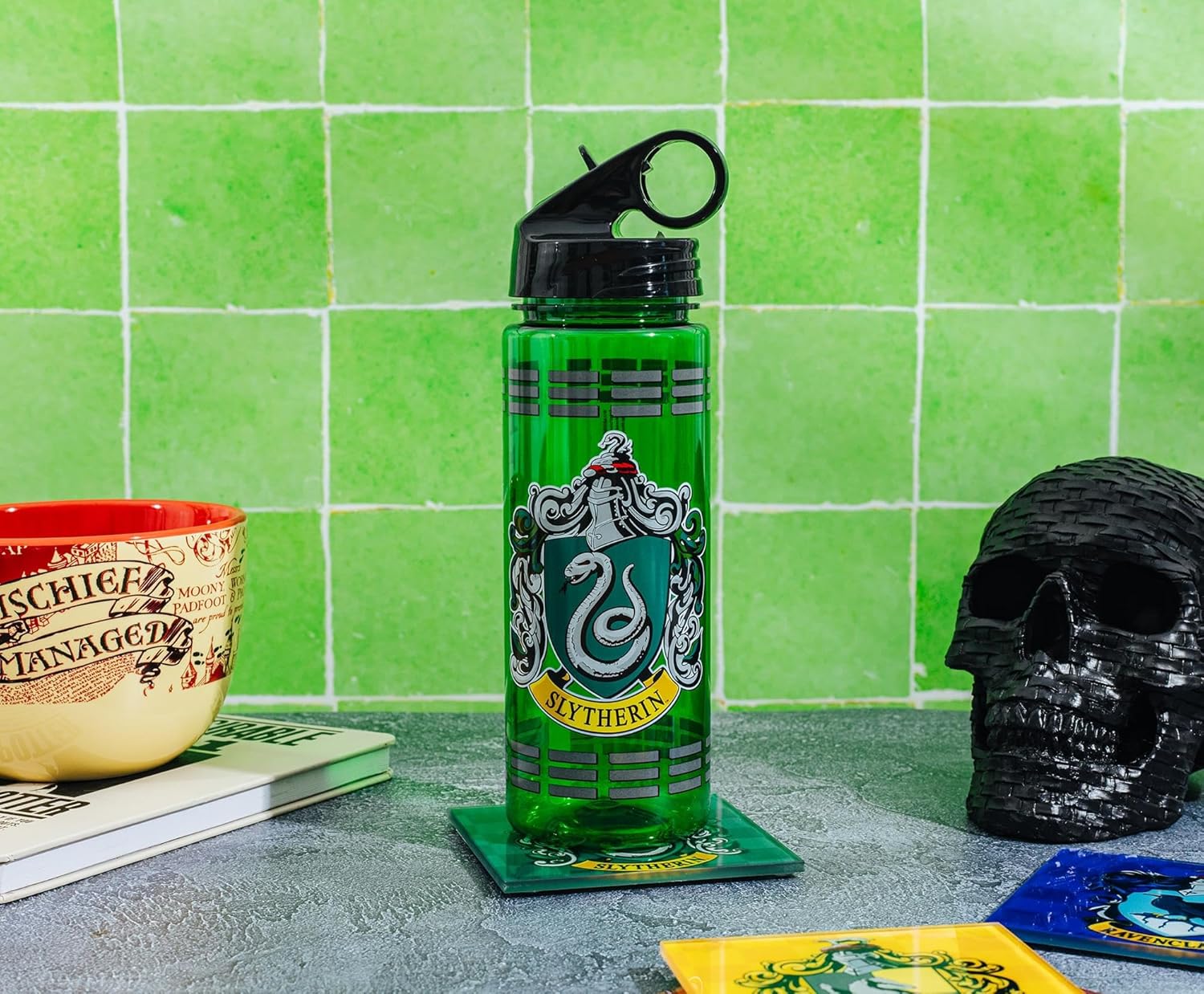 Silver Buffalo Harry Potter Movie 1-8 Slytherin Crest with Dashes Tritan Water Bottle, 20 Ounces - Image 5