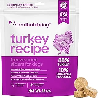 Pets Freeze Dried Raw Dog Food, Turkey Recipe, 25 oz, Organic High Protein Dog Food, Grain Free, Made in The USA, Humanely Raised Meat, Single Protein, for Picky Eaters, Hydrate & Serve