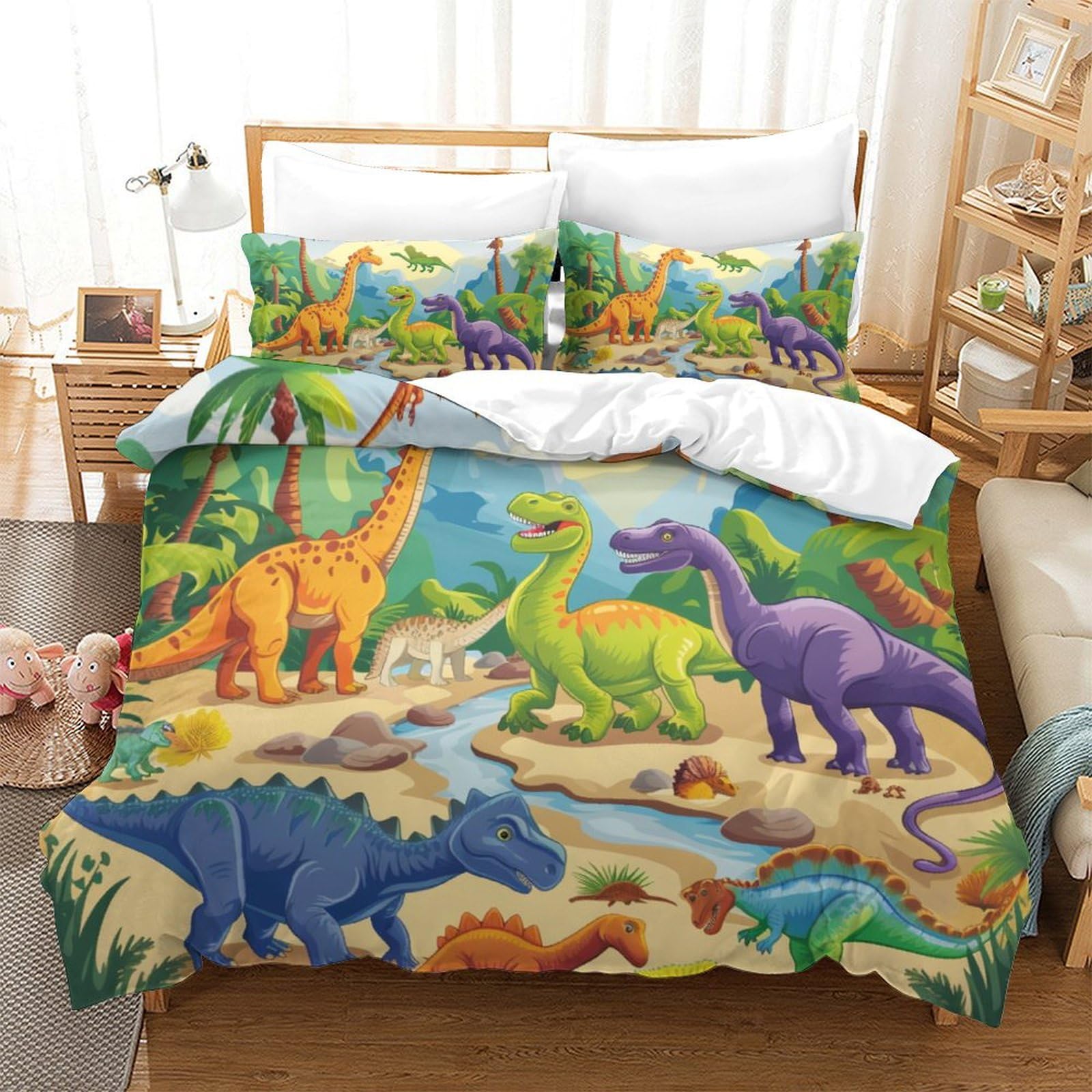 Parure de lit dinosaure 3D en microfbre Super King 260x220 cm
