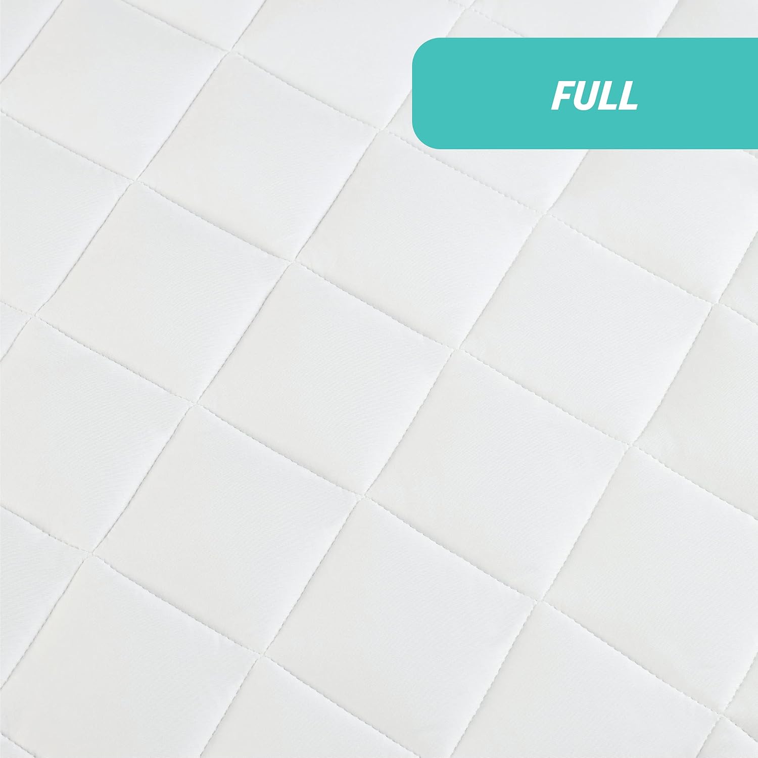 All-in-One Water-Resistant Performance Stretch Moisture Wicking Fitted Mattress Pad, Full,White