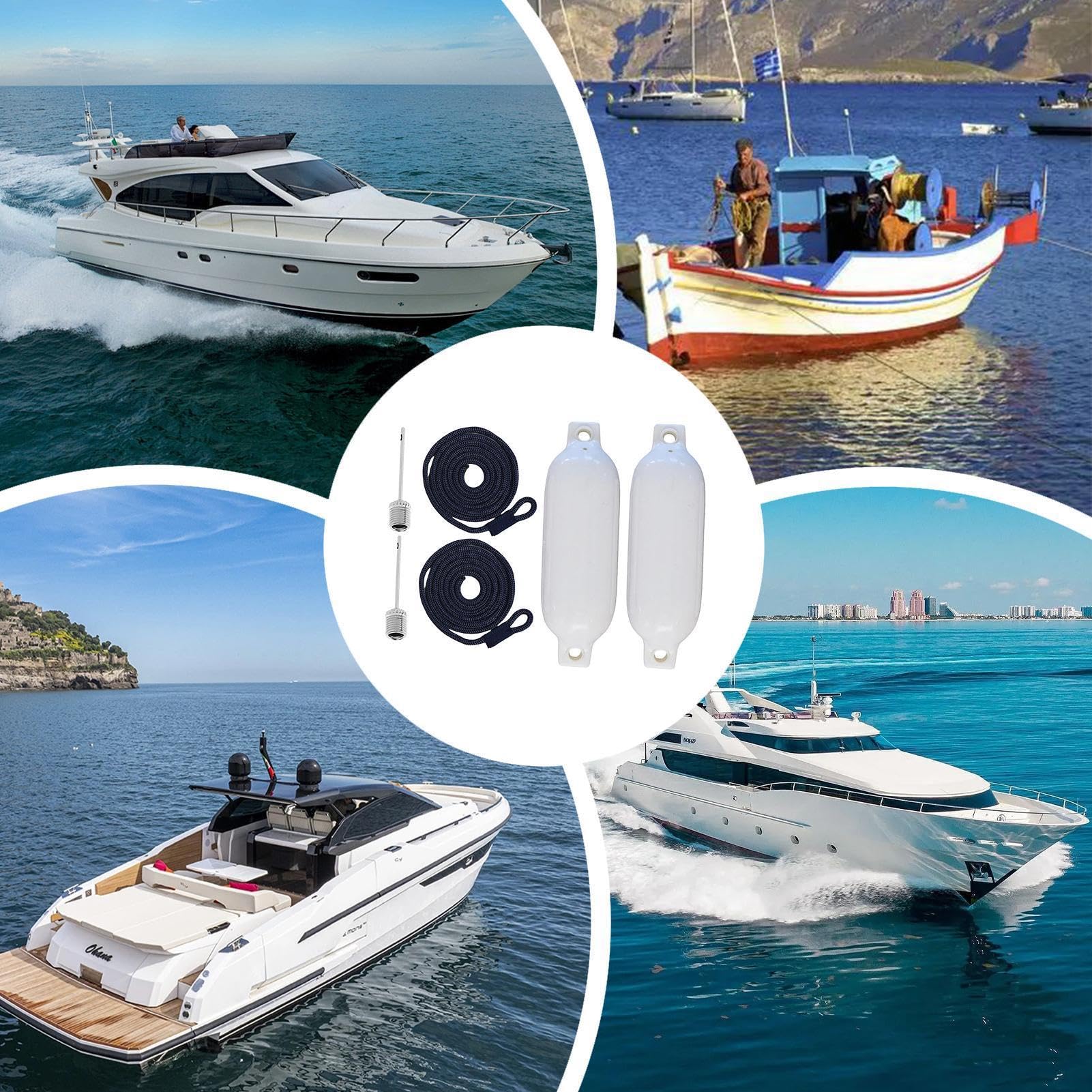 Paraurti gonfiabili per barche - Parafanghi in PVC resistente | Protezione per pontone | Parete extra spessa 0,41 cm, 2 corde e aghi ad aria, protezione per ormeggio di yacht, canoe, kayak e vela