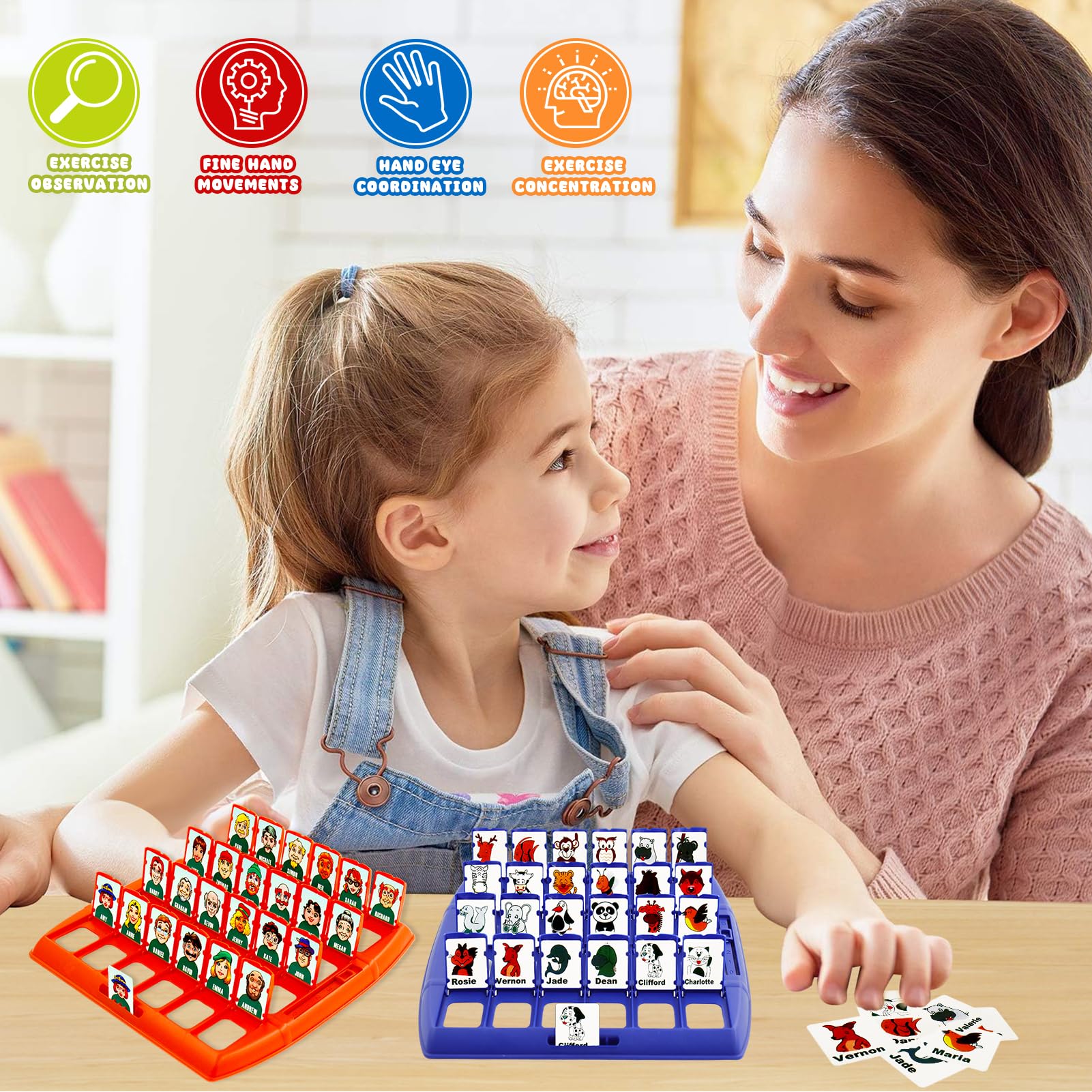 CIYIN Qui Est Ce Jeux de Societe, Jeu Qui Est Ce, Devine Qui Je suis, Qui Est Ce Enfant, Jeu Qui suis Je pour 2 Joueurs, Jeu de Devinettes en Famille