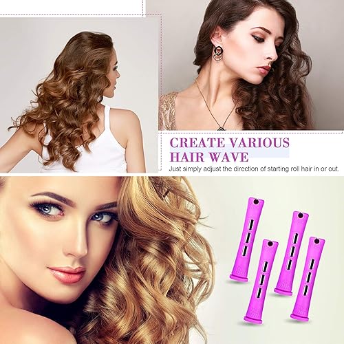 Miniatura 7 de 48 piezas de varillas para el cabello permanente, varillas cortas de onda fría, planchas de plástico para permanente, rulos de pelo con peine de