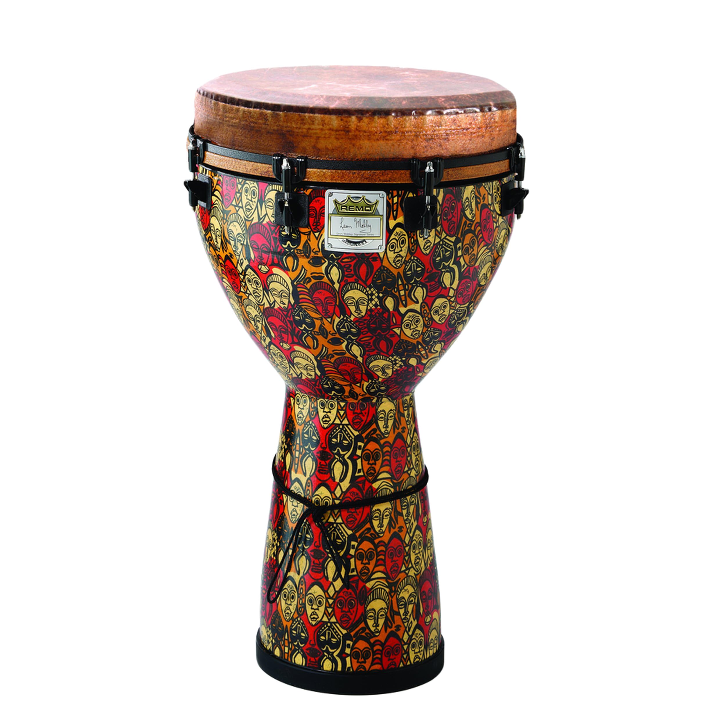 Remo Djembe, MONDO(TM), Key-Tuned, 14" x 25", SKYNDEEP(r) FIBERSKYN(r), Contour Tuning Brackets, Multi-Mask Finish