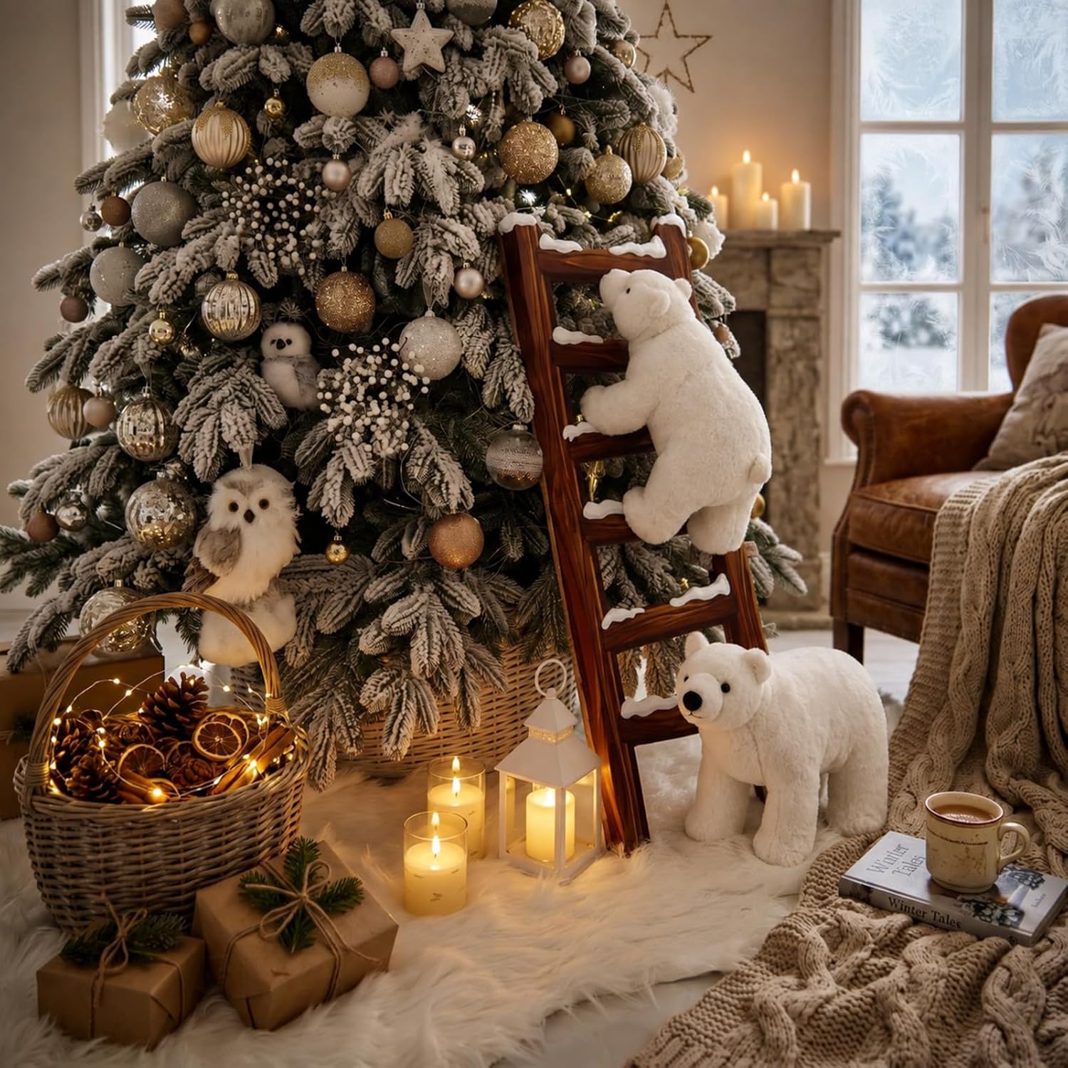 Leinuosen Polar Bear Christmas Staircase Decorations Set for Christmas Tree image 2