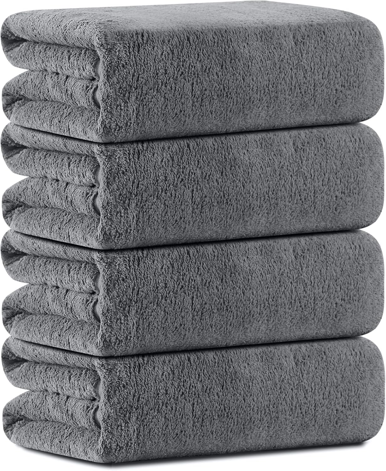 Oversized Bath Towels Set of 4, Dark Gray Extra Large Bath Sheets Towels for Adults 35x70in, Ultra Soft Bathroom Towels Microfiber Quick Dry Towel Absorbent Shower Towels For Spa Camping Beach Fitness
