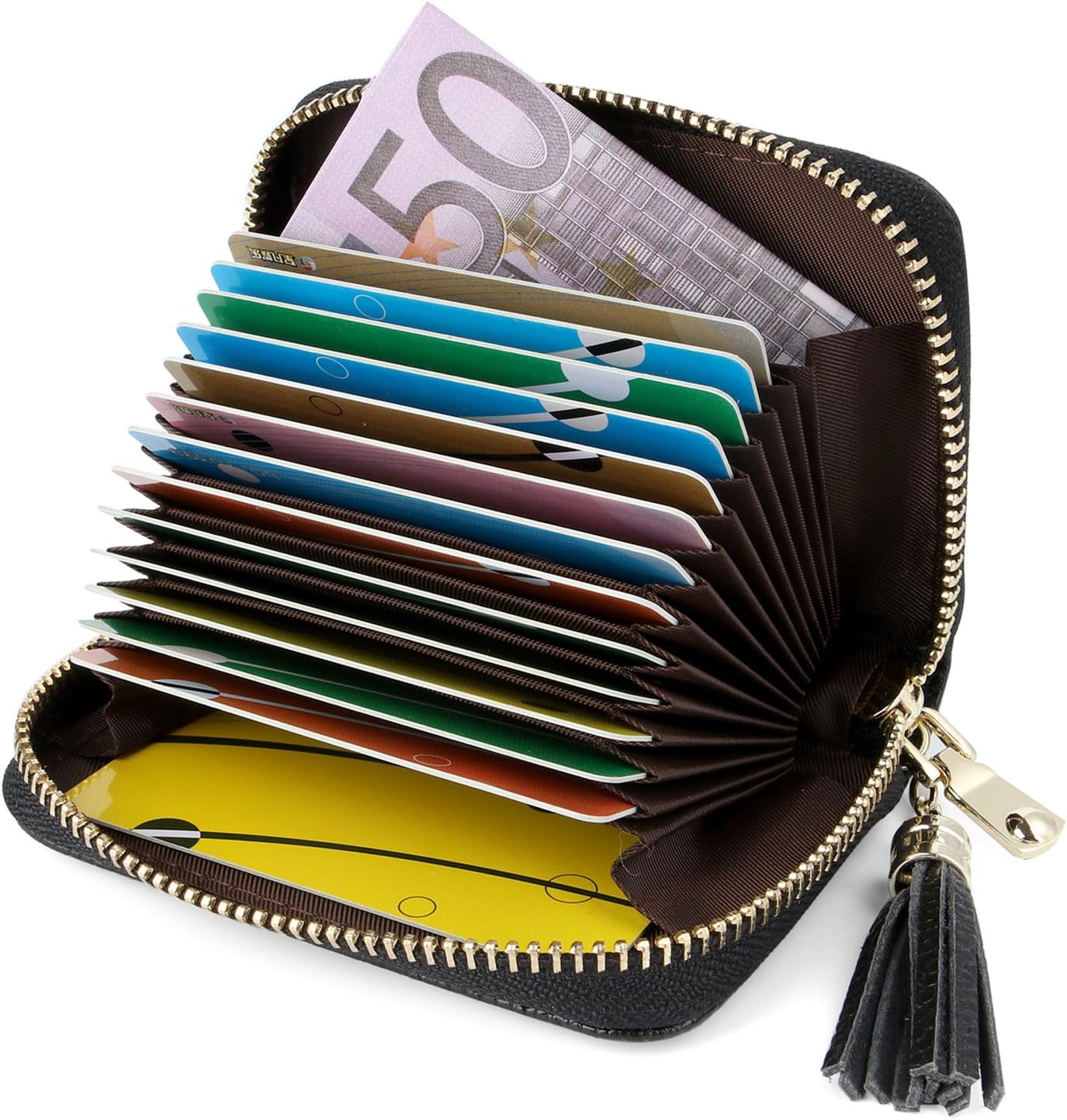 Credit Card Holders Women Ladies Leather Credit Card Wallets for Women Credit Card Holder Women RFID Protector (Black)