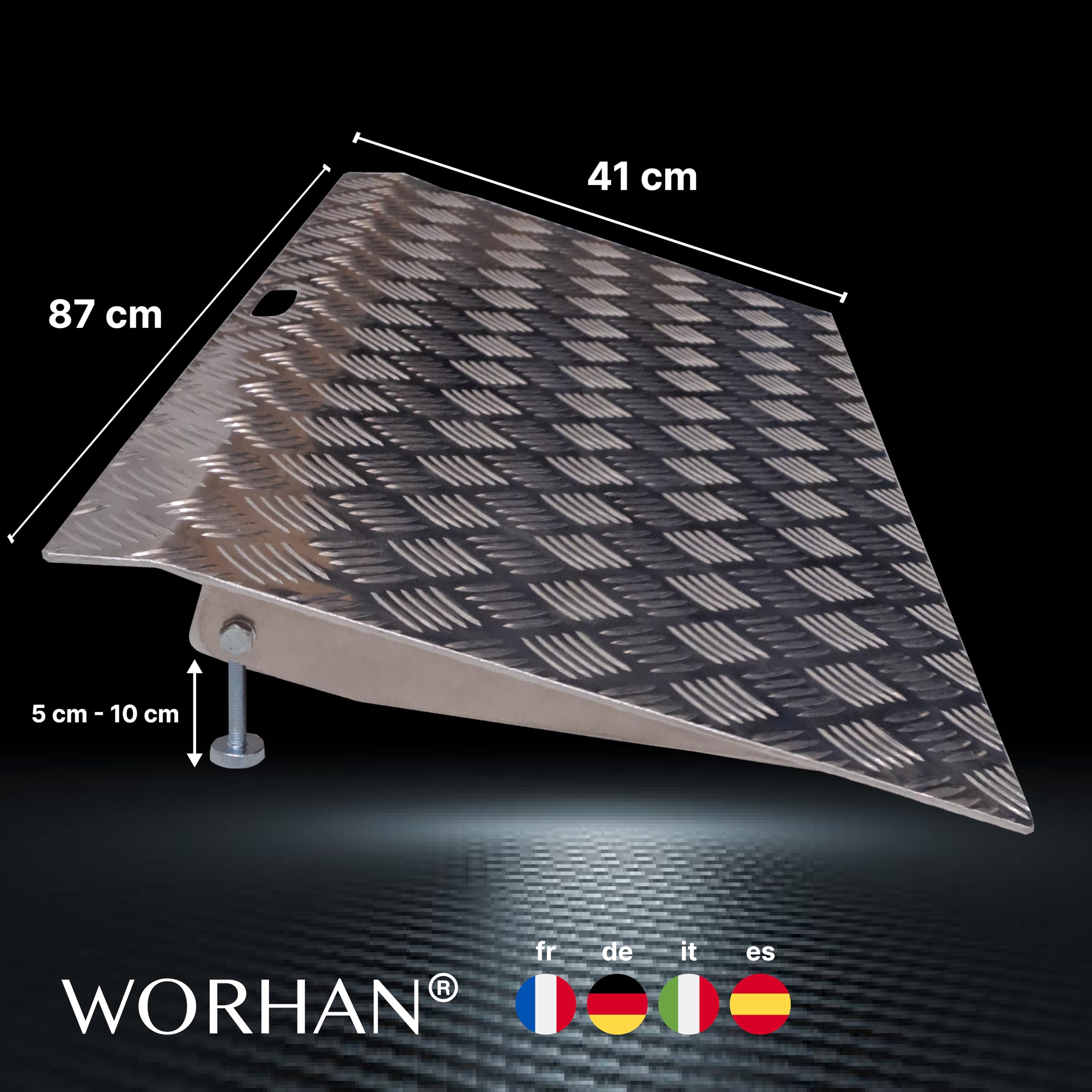Mobil Schwellenrampe Variable Höhenverstellung Ladeplattform Stufenrampen Rollstuhlrampe Alu Aluminium Rampe Türschwellenrampe 1TR90