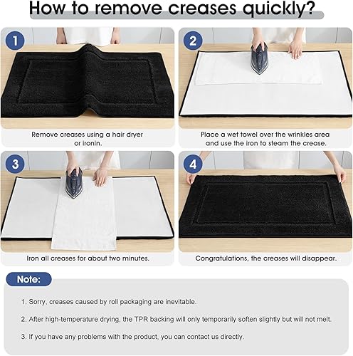 Vista 8 de Juego de 2 alfombras de baño, de microfibra absorbente extra suave, gruesa, parte trasera antideslizante, secado rápido, lavables a máquina