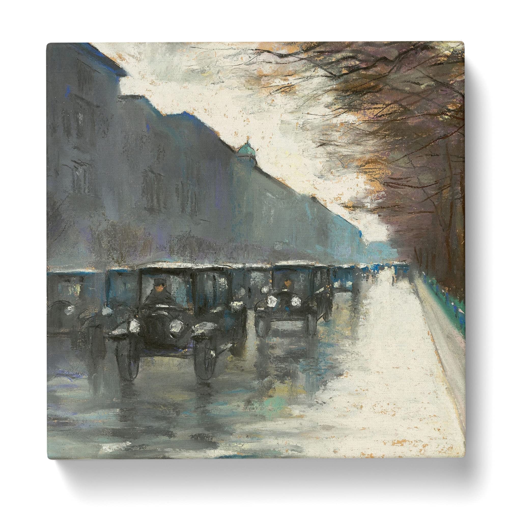 Cabs In The Rain by Lesser Ury Canvas Print, Mixed, 35L x 35W cm - Image 3