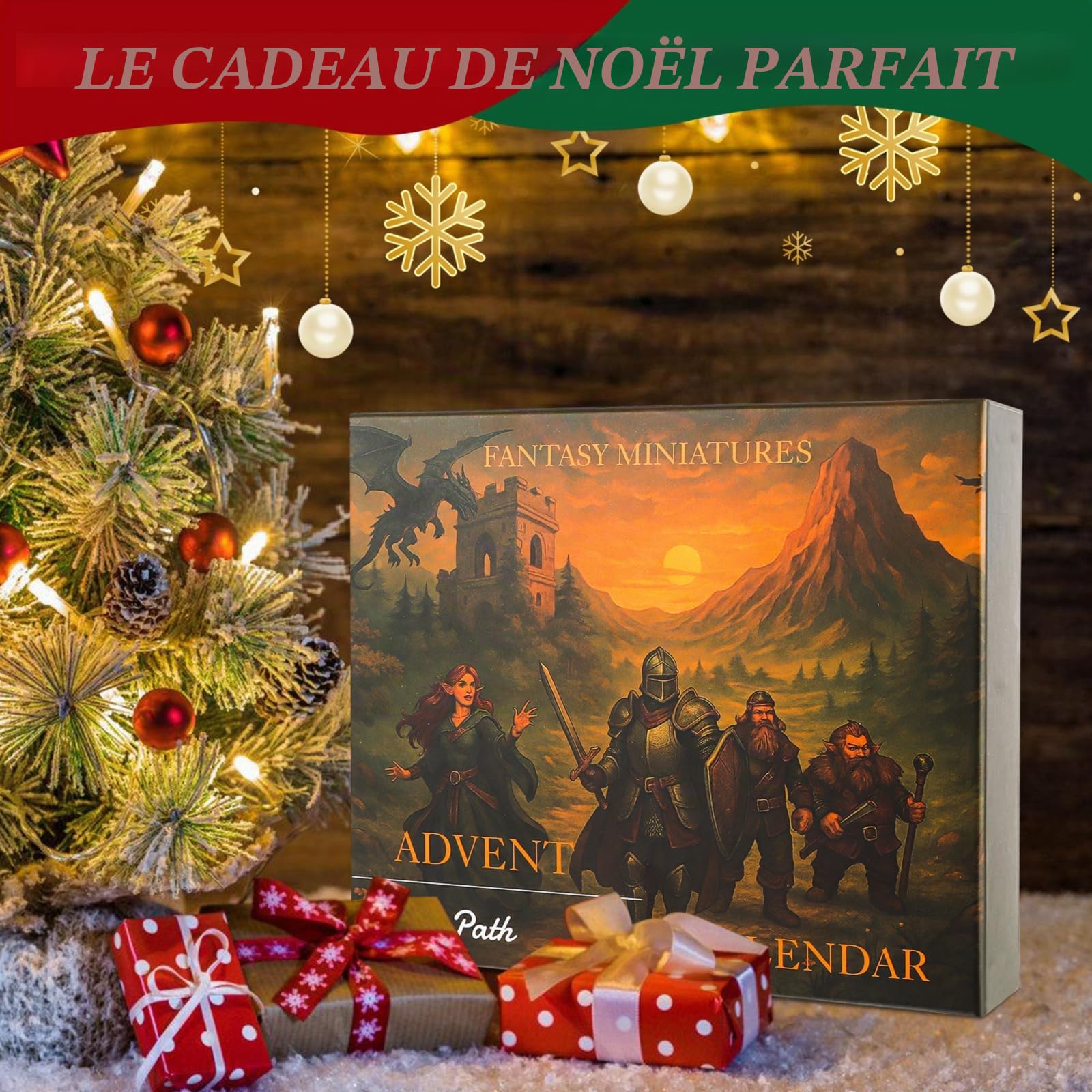 Calendrier de l'Avent de table fantastique de 24 jours - 24 figurines RPG non peintes de 28 à 32 mm - Figurines en PVC pour jeux de rôle, escarmouche et jeux de société - Cadeau de vacances pour les