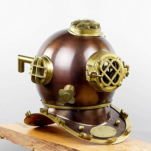 Miniatura 2 de Casco de buceo antiguo vintage de acero sólido de la marina de guerra de los Estados Unidos Mark V tamaño completo 18