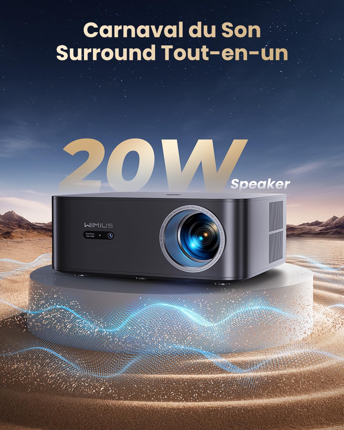 Vidéoprojecteur 4K【1600 ANSI/Google TV/Disney+/Netflix Ready】 WiMiUS Projecteur 4K Auto Focus/Keystone WiFi6 Bluetooth FHD 1080P Natif, Contrôle Vocal, Rétroprojecteur 350'' Zoom 50% Home Cinéma HDMI