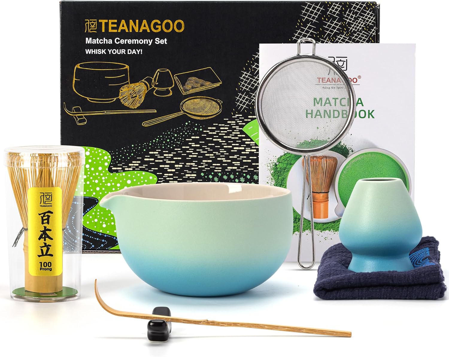 TEANAGOO Matcha Whisk Set Blue – 7-Piece Ceremony Kit