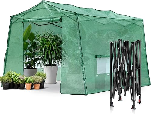 MeetLeisure Invernadero desplegable de 8.5 pies x 11 pies, toldo de jardinería para plantas de casa verde para exteriores, puertas de entrada con