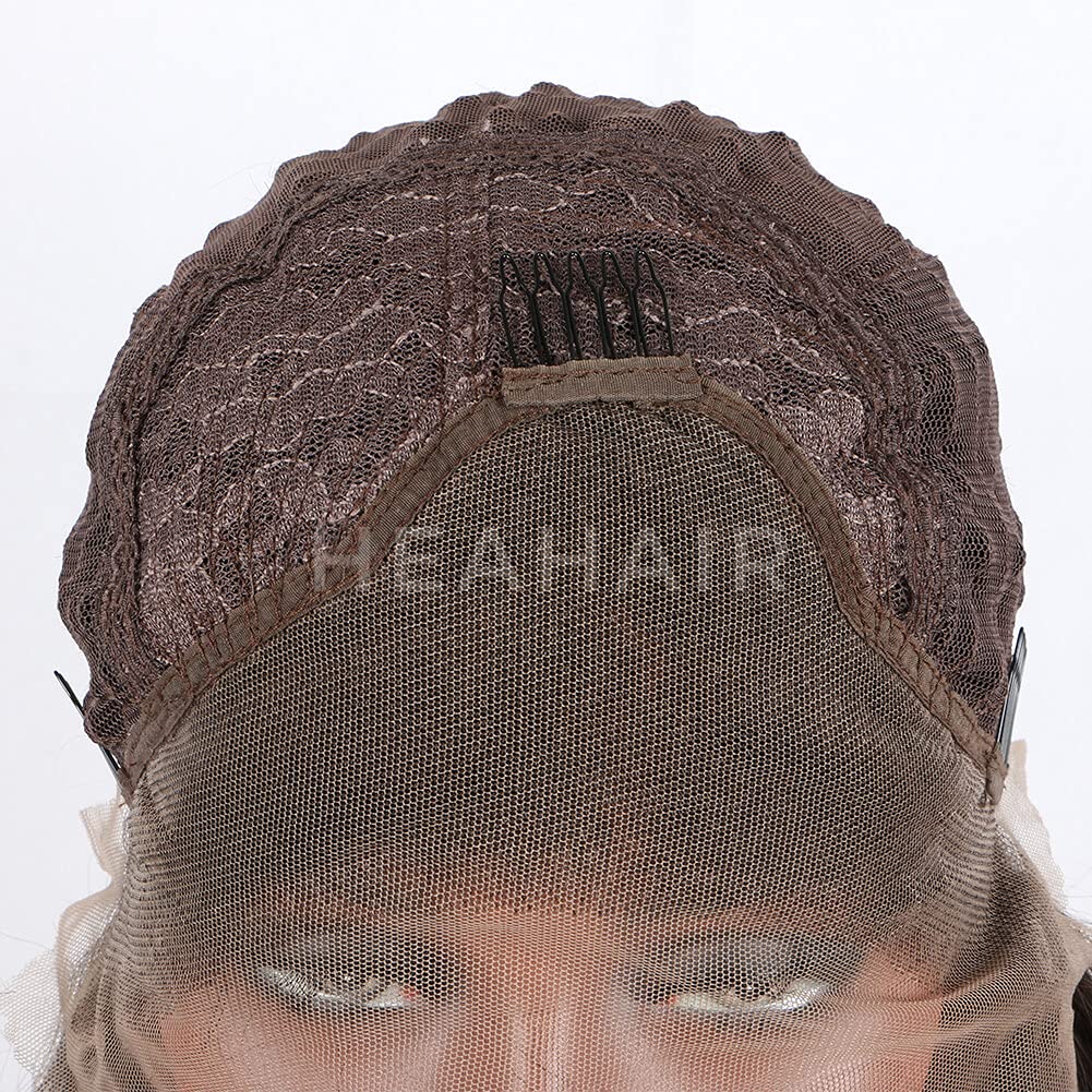 HEAHAIR Ombre Light Orange Brown Bob Synthetic Lace Front Wig Water Wave Heat Resistant Synthetic Fiber Hair Handmade 13x4inch Lace Front Super Natural Lace Front Wigs HS7107