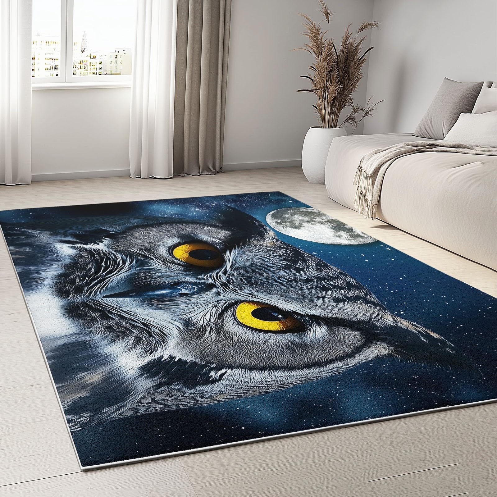 Tapis lavable en machine grand format 140x200 antidérapant pour salon et couloir bleu