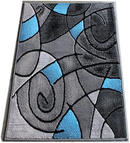 Miniatura 7 de Masada Rugs - Alfombra moderna contemporánea, color gris y negro