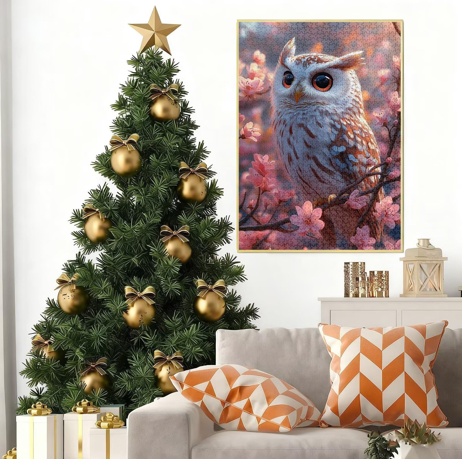 Puzzle 3000 Pezzi per Adulti, Puzzle Fiori di ciliegio in Legno per Adulti, Puzzles Gufo Impegnativi, Giochi Educativo per Famiglie, Rompecapo con Scatola per Decorazioni Casa, Regalo di Natale B-8367