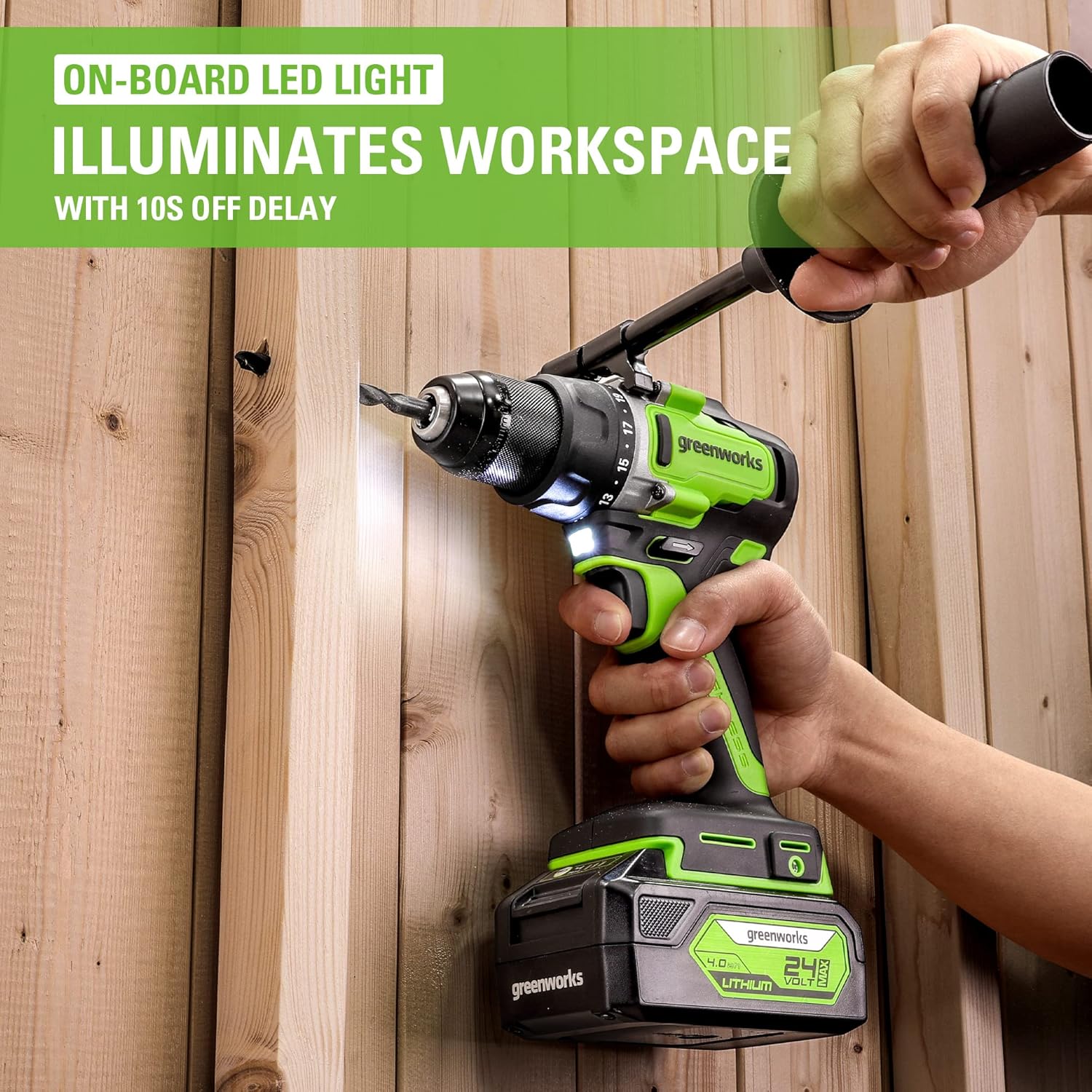 Greenworks 24V Cordless Brushless 1/2" Drill Driver (Metal Chuck /800 in.-lbs. /21 Clutch Position/LED Light), Tool Only